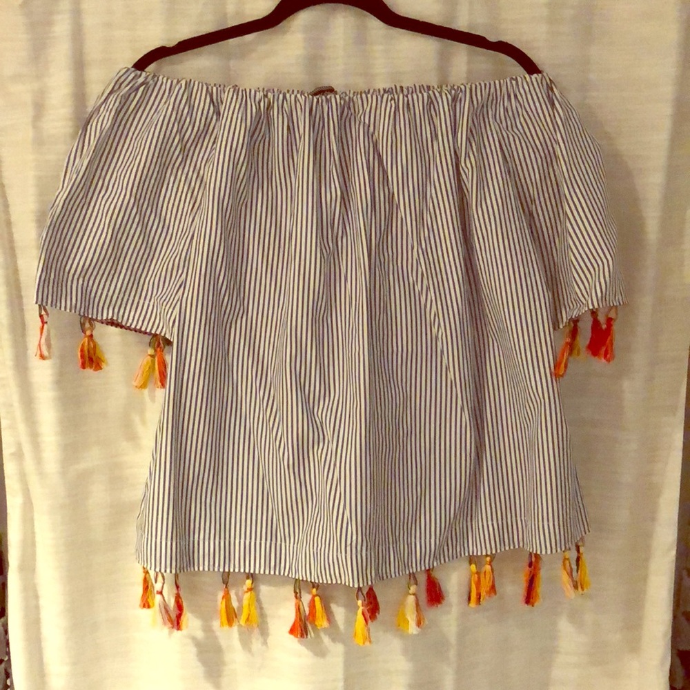 Off the shoulder top with tassels